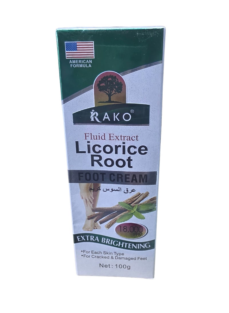 Licorice Root Extract Foot Cream - 18,000 PPM Extra Brightening Formula for Cracked and Damaged Feet - 100g